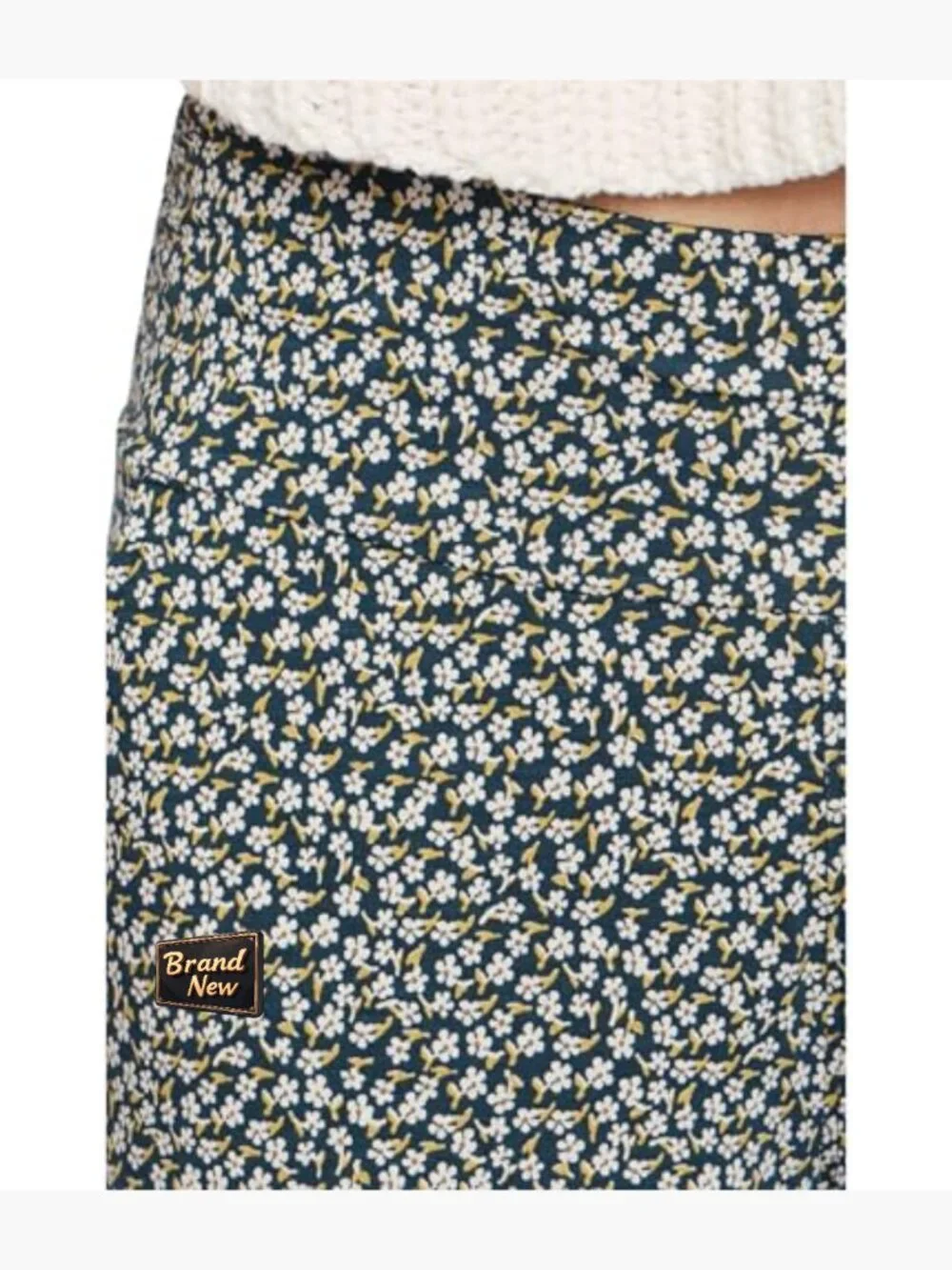 Wide Leg Crop Pants Ruched Elastic Waist Mid Rise 25 Inseam - Picture 5 of 5
